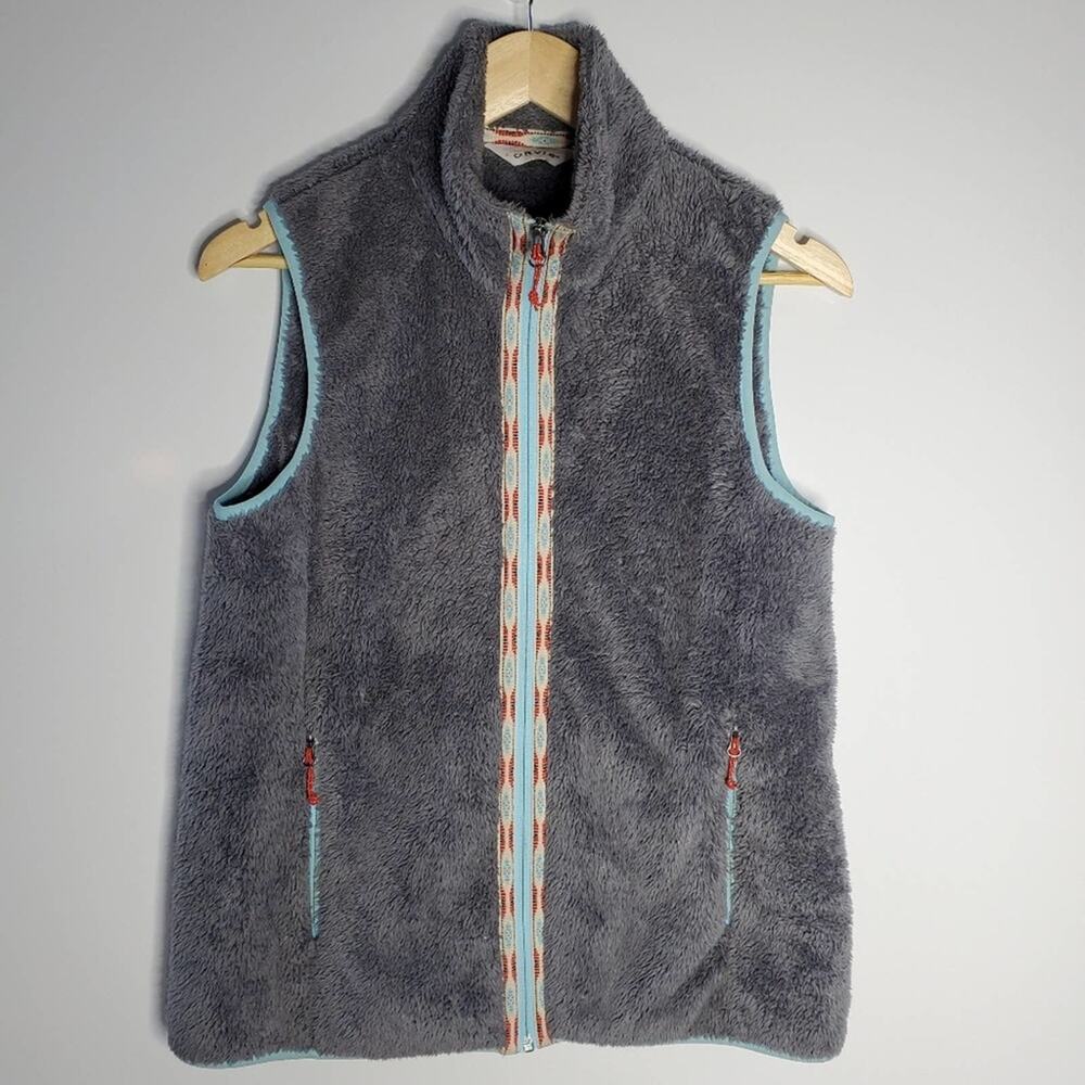 Orvis Grey full Zip up fleece outdoor vest Size XS